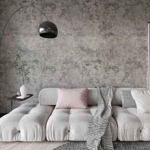 Concrete Wallpaper Peel and Stick Grey Cement Contact Paper Industrial Style Self Adhesive  Removable Decorative Wall Covering Vinyl Film Furniture Stickers for Floor Wall Cabinets