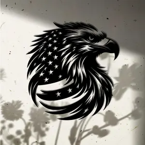 Patriotic American Bald Eagle Metal Wall Art with Flag Design 15.74x14.96 Inches Minimalist Black Metal Finish Modern Home Decoration