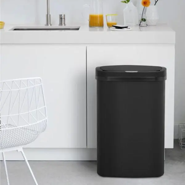 13gal Plastic Kitchen Trash Can - Automatic Motion-Lift, Touch-Free Bin with Odor Control for Home Use
