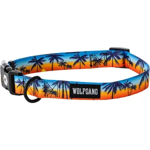 Wolfgang Heavy Duty, Adjustable Dog Collar with Quick Release Nylon Buckle for Walking & Training, Sunsetpalms Print, Medium Wolfgang Man & Beast LLC