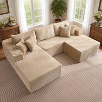 108" Beige U Shaped with Ottoman