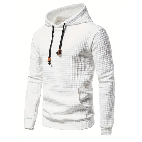 Autumn Winter Men's Sweatshirt Outdoor Sports Pullover Long Sleeve Waffle Fabric Fashion Trendy Brand with Pocket Hooded Training Sweatshirt