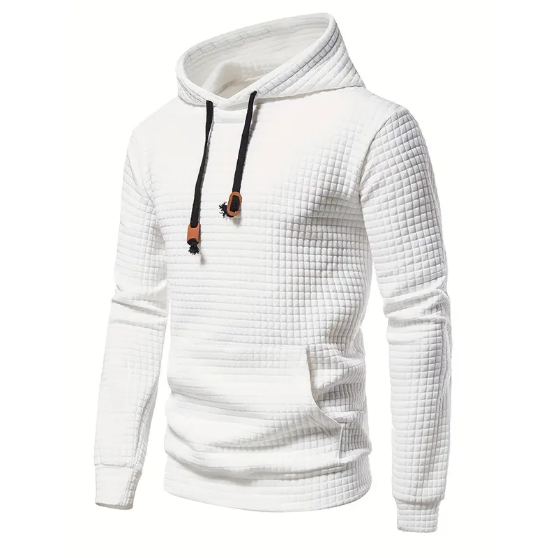 Autumn Winter Men's Sweatshirt Outdoor Sports Pullover Long Sleeve Waffle Fabric Fashion Trendy Brand with Pocket Hooded Training Sweatshirt