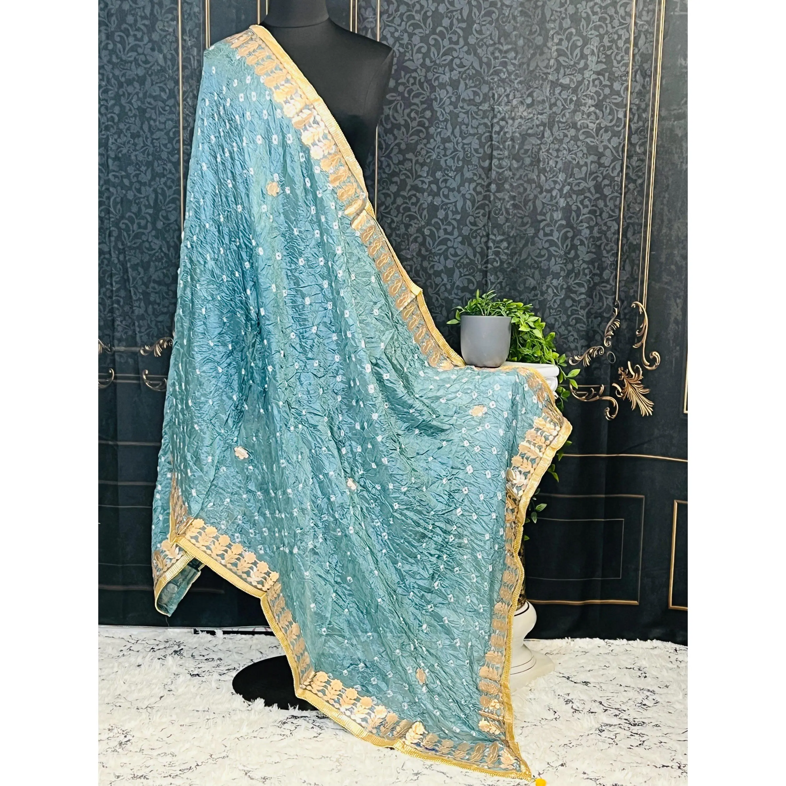 Bandhani gota patti dupatta
