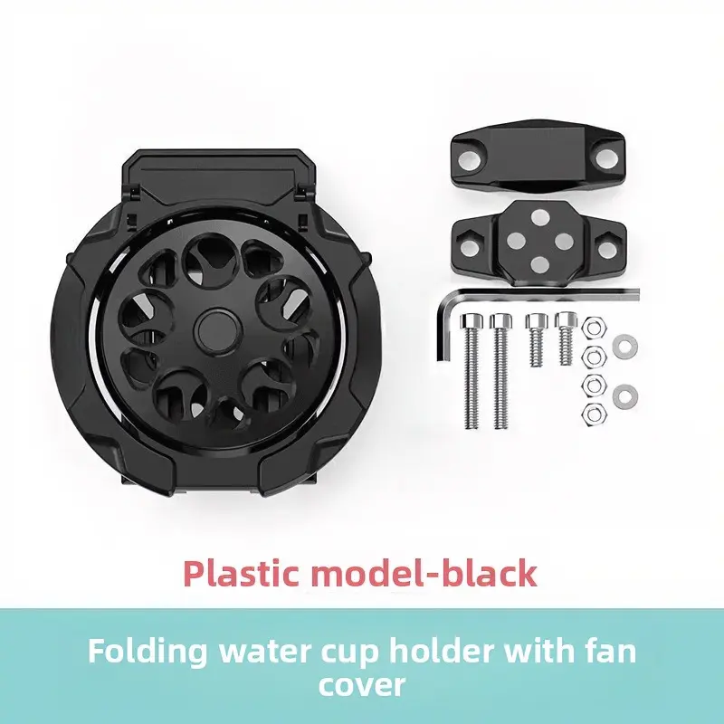 Foldable Motorcycle Cup Holder - Motorcycle Accessory, Ebike Accessories, Clamp-On No-Drill 2-Tier Adjustable Fit Handlebar Mount, Black/Orange Outdoor Riding Water Bottle Stand advan, Mounting, Two-Tier