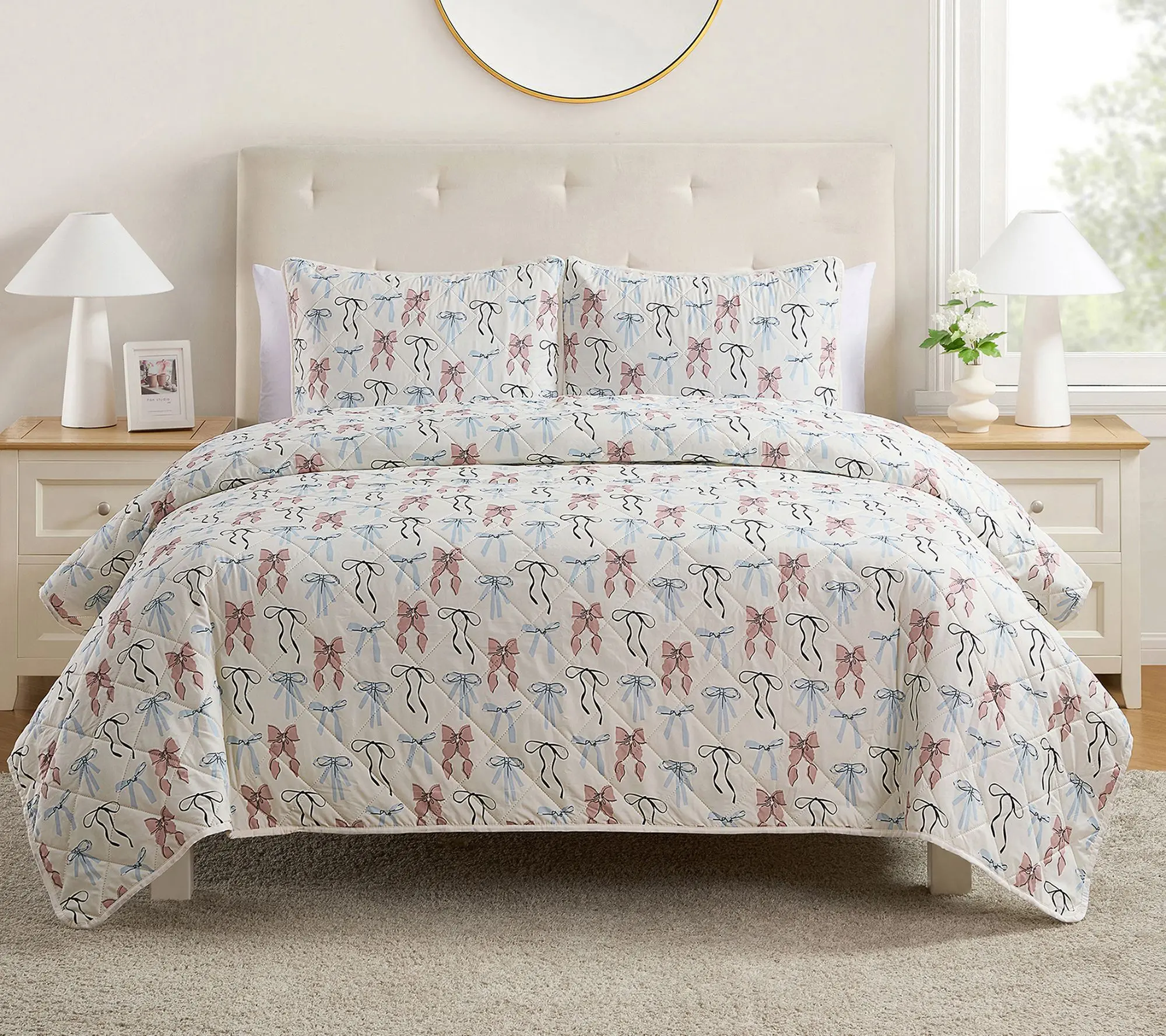 VCNY Home Multi Ribbon Pinsonic Quilt Set, F/Q VCNY Home Multi Ribbon Pinsonic Quilt Set, F/Q