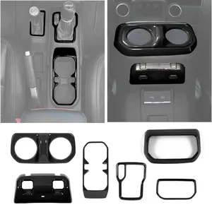 For 2018+ Jeep Wrangler JL & Gladiator JT Interior Center Gear Shift Cup Holder Trim Cover Kit (6 pcs)