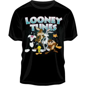 Looney Tunes Classic Character Group Men's Black Graphic T-Shirt
