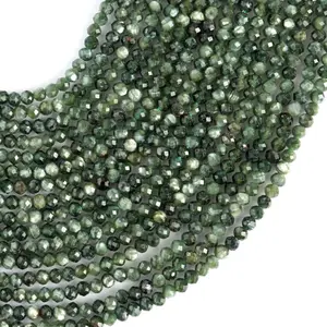 Natural Seraphinite Gemstone Round Micro Faceted Beads String 15.5 Inches Long 2/3/4/6 MM for Jewelry Making and Crafting - AS & JG