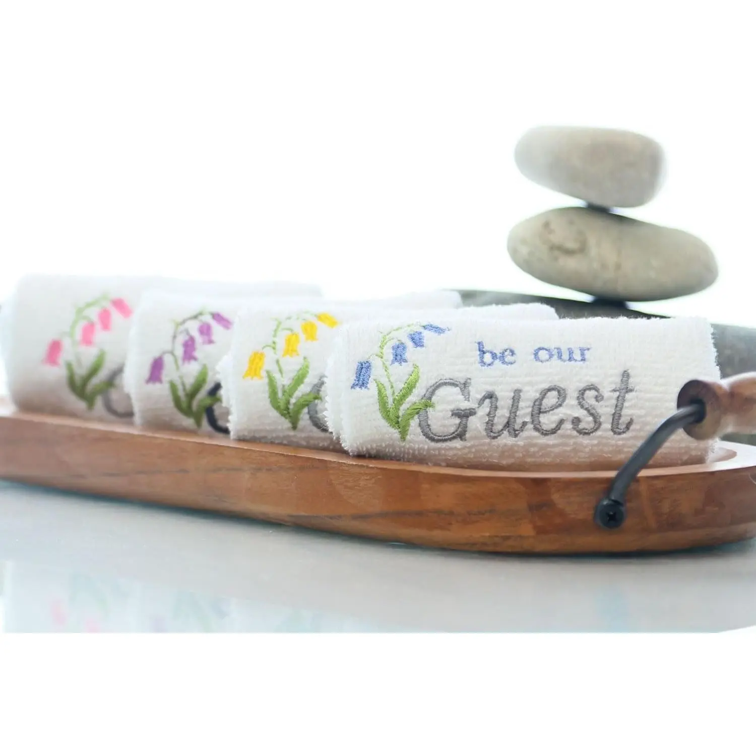 Multi-Purpose Petite Towels for Dorms, Gym, SPA, Hotel & Bathroom Embroidered Guest Face Towels - Set of 4