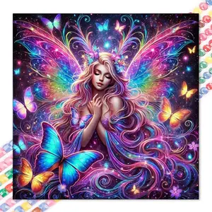 1 DIY diamond painting kit, 5D diamond art set, Wall art painting, DIY decoration colorful butterflies, with full round diamonds, mosaic, diamond art, DIY home decoration, suitable for Christmas