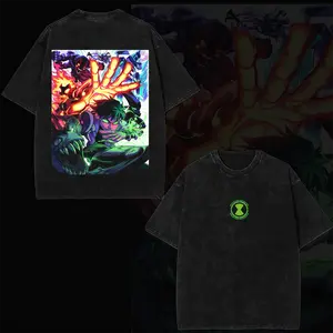 Ben 10 Heatblast Flame Oversized Graphic Tee – Acid Wash Superhero Shirt Double Printed Oversize Lightweight Acid Washed Tee, TV Show Graphic Tee, Gift T-Shirt For Comic Lover