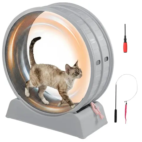 REBUYHOME Cat Exercise Wheel, 39/31.5 Inch Cat Wheel for Indoor Cats, Upgraded Version with Carpeted Runway & Free Cat Teaser, Plastic Cat Running Wheel for Daily Exercise & Weight Loss, Multiple Colors Available,petlovers,SummerVibes
