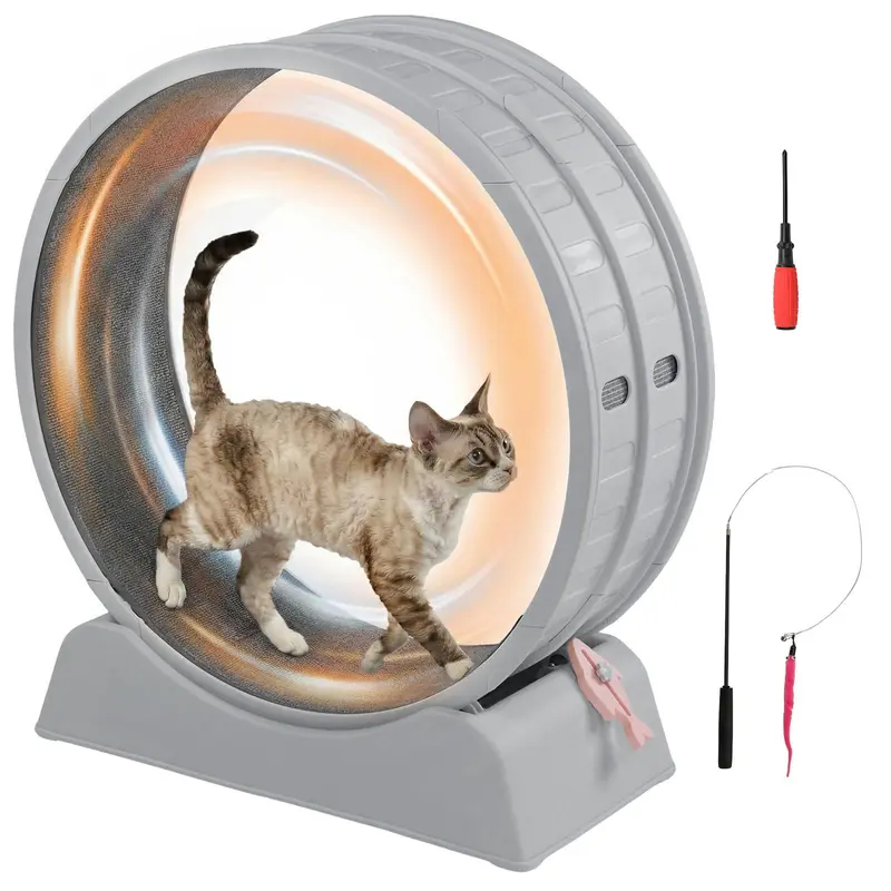 REBUYHOME Cat Exercise Wheel, 39/31.5 Inch Cat Wheel for Indoor Cats, Upgraded Version with Carpeted Runway & Free Cat Teaser, Plastic Cat Running Wheel for Daily Exercise & Weight Loss, Multiple Colors Available,petlovers,SummerVibes