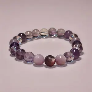 Amethyst & Clear Quartz Bracelet Set Purple Haze Natural Crystals Elegant Design Ideal for Jewelry Lovers Gift Idea romantic