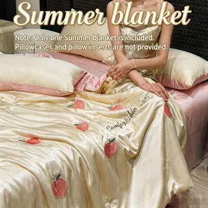 1 super soft and wrinkle-free summer single-layer quilt, suitable for hot sleepers, breathable and not sultry, soft and skin-friendly, can sleep naked, light and portable, suitable for family office wagons, Lightweight Quilt