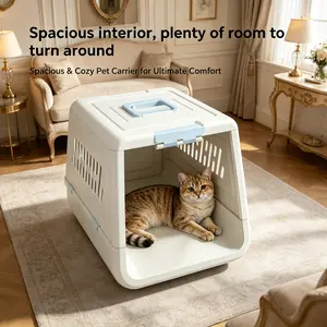 Portable Lockable Pet Travel Carrier Airline Approved Ventilated Cat Kennel Multi-Purpose In-Car Safety Crate Vet Visit Isolation Cage Spacious Indoor Temporary Pet House for Kitten Small Puppy Outdoor Travel Transport Box gift people