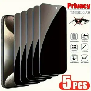 5Pcs Anti-Peeping iPhone Privacy Screen Protectors - Protect Your Privacy Now with Tempered Glass!