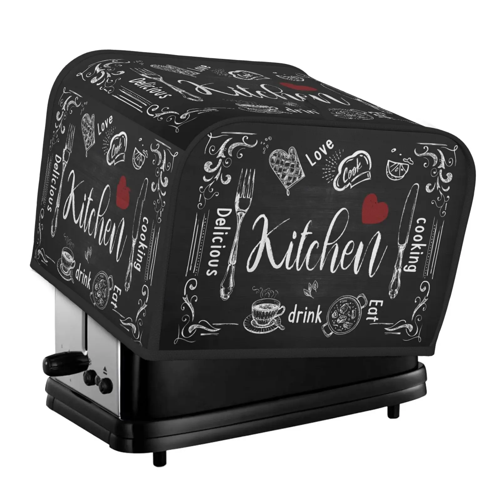 Fun Baking Theme Toaster Cover Delicious Cooking Farmhouse Design with Top Hook Fits Standard 2-Slice Toaster Kitchen Appliance Protector