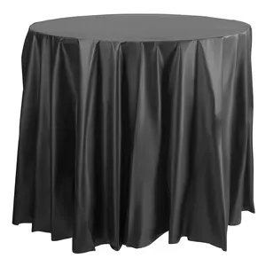 Black Round Disposable Plastic Tablecloths (84")