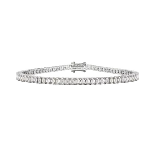 Earth Shine Jewels Emerald Cut Diamond Silver Tennis Bracelet Elegant and Classic Design