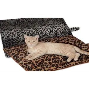 Waloo Leopard Print Thermal Pet Mat - Reversible Self-Heating Bed for Cats & Small Dogs, Durable & Machine Washable, 22"L x 19"W x 0.5"H