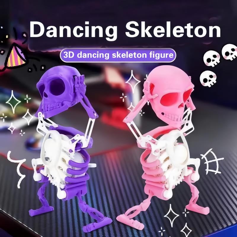 Wind-Up Dancing 3D Skeleton Toy | Poseable Plastic Doll with Movable Limbs | Battery-Free Fidget Toy for Stress Relief