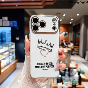 Biblical quotations Electroplating Phone Case for iPhone 17 Pro Max Air 16 Plus 15 14 13 12 11 Design Non Slip TPU Soft Shell Drop Protection Shockproof Soft Silicone Cover