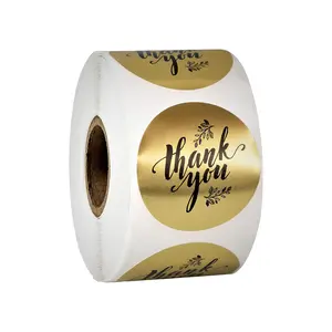 500pcs Thank You Stickers Roll, Wedding Party Birthday Gift Packaging Seals, Round Decorative Labels for Graduation Bridesmaids Easter Gifts, Vinyl Stickers, Decoration Sticker