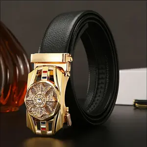 1pc Men's Faux Leather Belt with Rotatable Buckle, Fashion Business Trend Casual Formal Belt for Street Motorcycle Outdoor Leisure Sports, Ideal Gift for Husband and Father