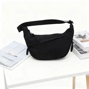 Crescent Crossbody Bag with 3 External Zip Pockets | Durable Nylon Fabric | Adjustable Strap for Women & Men