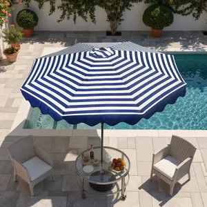CAODOC 10ft Outdoor Patio Umbrella, Round Adjustable Offset Outdoor Patio Umbrella,Colorful Stripes And Wavy Edge,UV Resistant for Deck, Backyard, Poolside