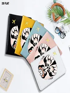 Traditional Chinese Peking Opera Facial Makeup Printed Passport Holder, One Size Fits All, Bold Decorative Symmetrical Pattern Travel Document Cover, Multiple Specifications Available, Perfect for Daily Travel & International Trips