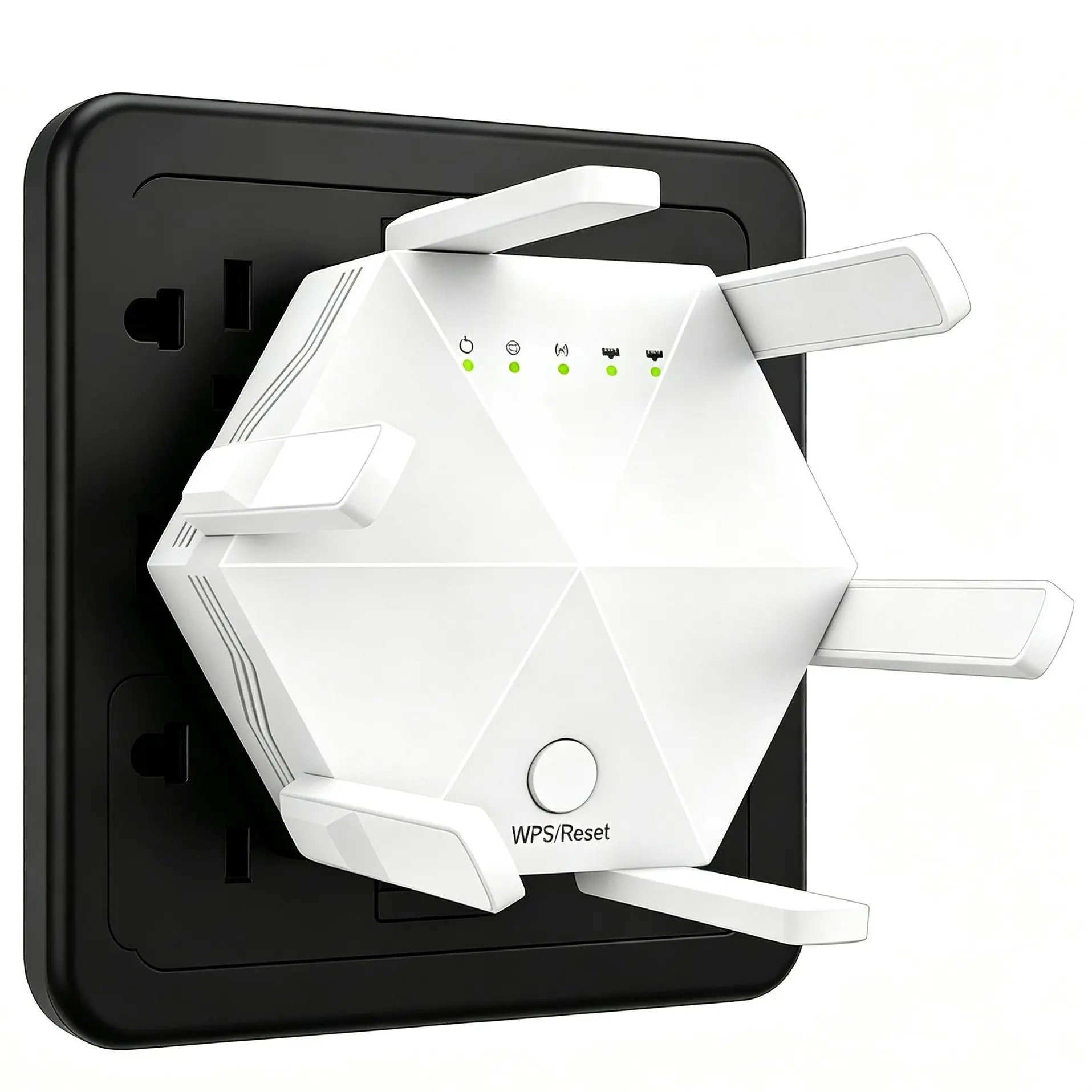 WiFi Extender Booster 1200Mbps, Dual Band WiFi Range Extender with 6 Adjustable Antennas, Wireless Signal Repeater & WiFi Amplifier for Home Office, 2 Ethernet Ports, US Plug