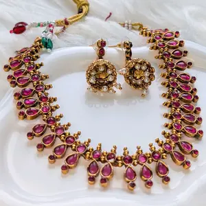 AUR065 - Ruby Stone Necklace and Earring