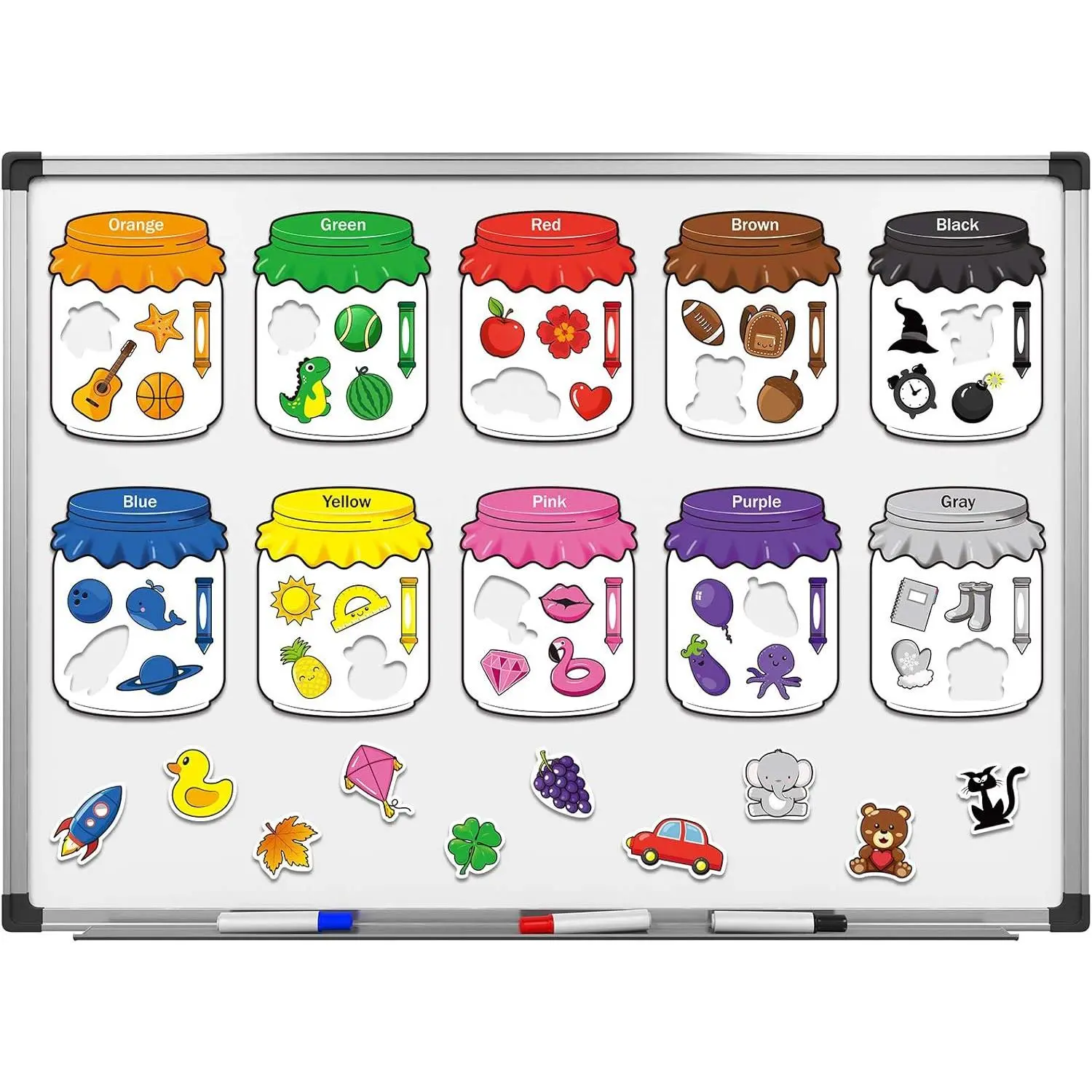 BX-ITC60 10 Pieces Color Recognition Magnetic Sorting Set Educational Magnet Color Baby Toddlers Kids Magnets for Refrigerator Whiteboard, Above Ages 3