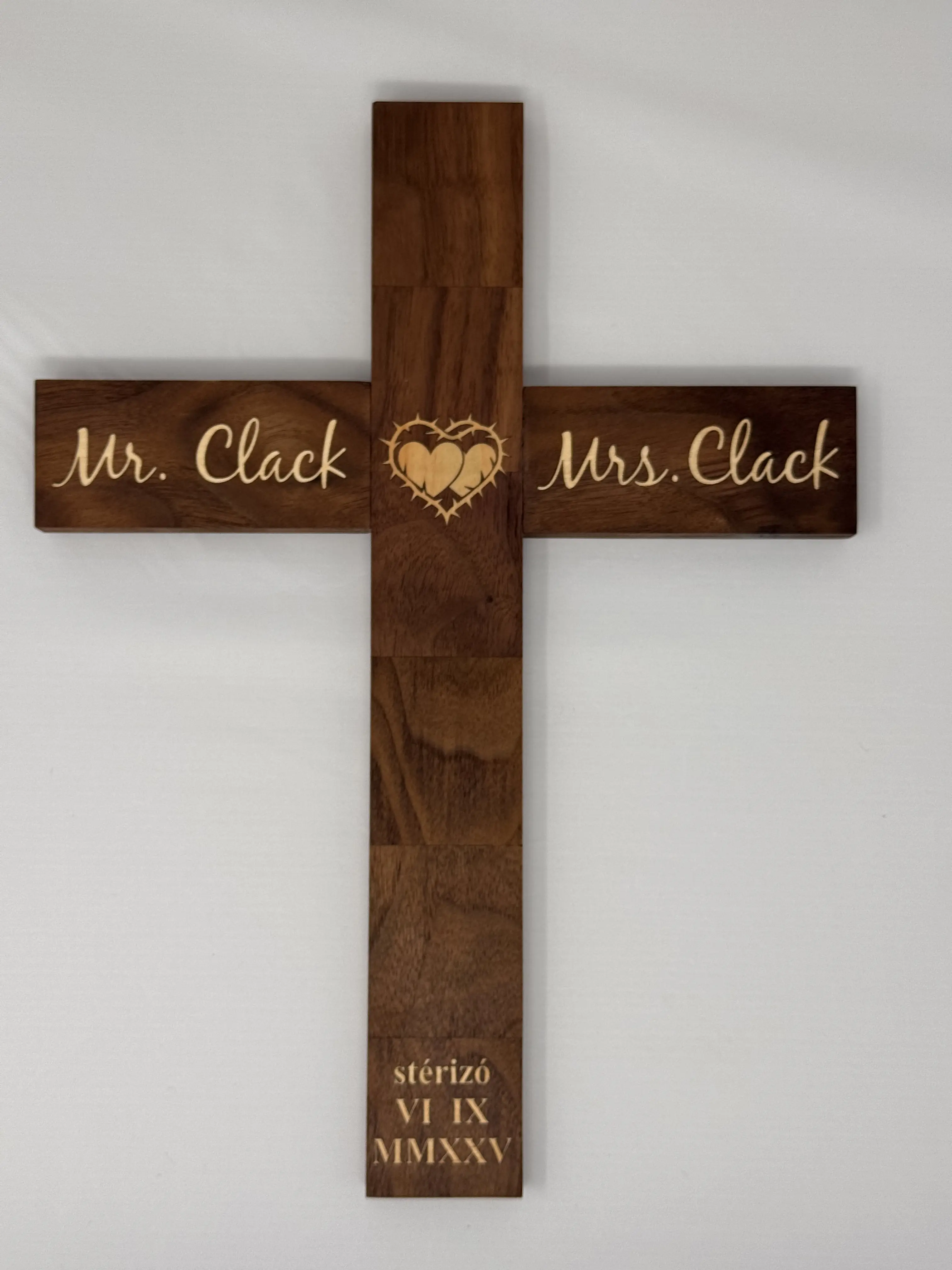 Customized Cross Customized Solid Walnut Cross with Maple Inlays Personalized Wedding ...