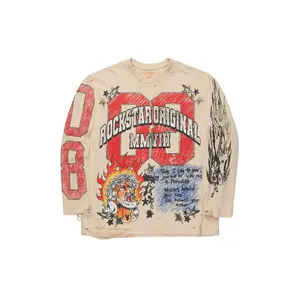 Jesus Crayon Beige Long Sleeve Graphic T-Shirt