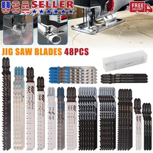 DadTok Essential 48-Piece T-Shank Jigsaw Blades Set Universal Kit For Wood Metal Plastic Cutting DIY Home Renovation Bosch Dewalt Compatible