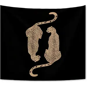 Black Leopard Cheetah Tapestry Leopard Cheetah Wall Hanging Tapestries for Bedroom Living Room Dorm Girls Room Home Decor