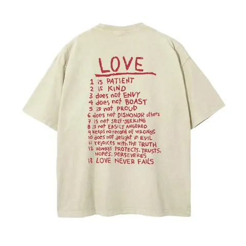 Women's Unisex Fit Round Neck Christian "Love Like Jesus" Hot Stamping Love Message Print Washed Cotton T-Shirt - Casual Fashion Apparel, Lightweight Breathable Short Sleeve Daily Wear Top