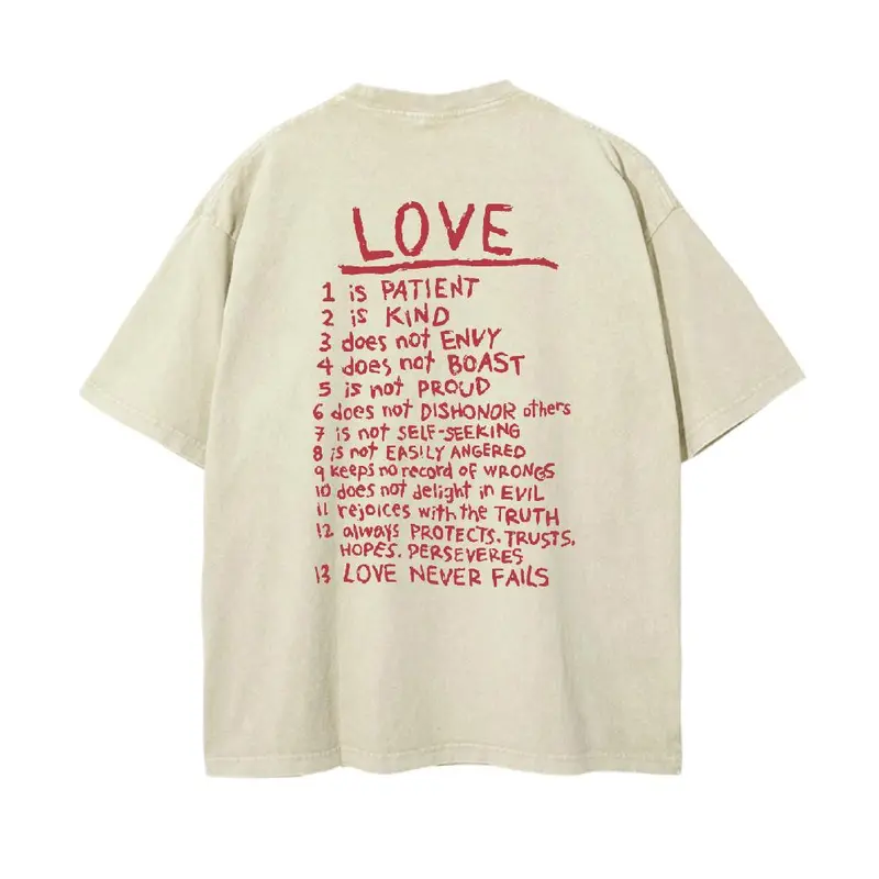 Women's Unisex Fit Round Neck Christian "Love Like Jesus" Hot Stamping Love Message Print Washed Cotton T-Shirt - Casual Fashion Apparel, Lightweight Breathable Short Sleeve Daily Wear Top