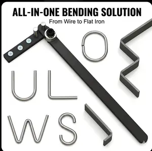 Professional High-Leverage Manual Rebar & Wire Bender, 1mm-8mm Steel Bending Tool, Specialty Mechanic Tools for Construction & DIY Metal Art, Hardened Steel with Bench Mount Design for Precise 90 Degree & U-Shape Bends, Portable Metal Fabrication Tool