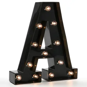 Light Up Black Alphabet Marquee Letters Sign Led Number Lights For Night Home Bar Christmas Lamp Birthday Party Wedding Decoration A