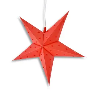 24 Inch Red Weatherproof Star Lantern Lamp, Hanging Decoration (Shade Only)