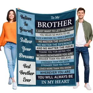 To My Brother Gift Blanket, Birthday/Anniversary Present for Brother, Soft Flannel Throw Blanket with Inspirational Quotes & Brotherly Love Messages, Ideal for Home Decor