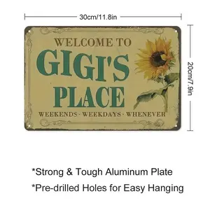 GIGI's Place tin sign Vintage Sunflower Metal Sign Welcome to GIGI's Place for Garden & Yard Bar Porch Garage Home Bedroom Kitchen Decor Gift 8 x 12,easy to hang