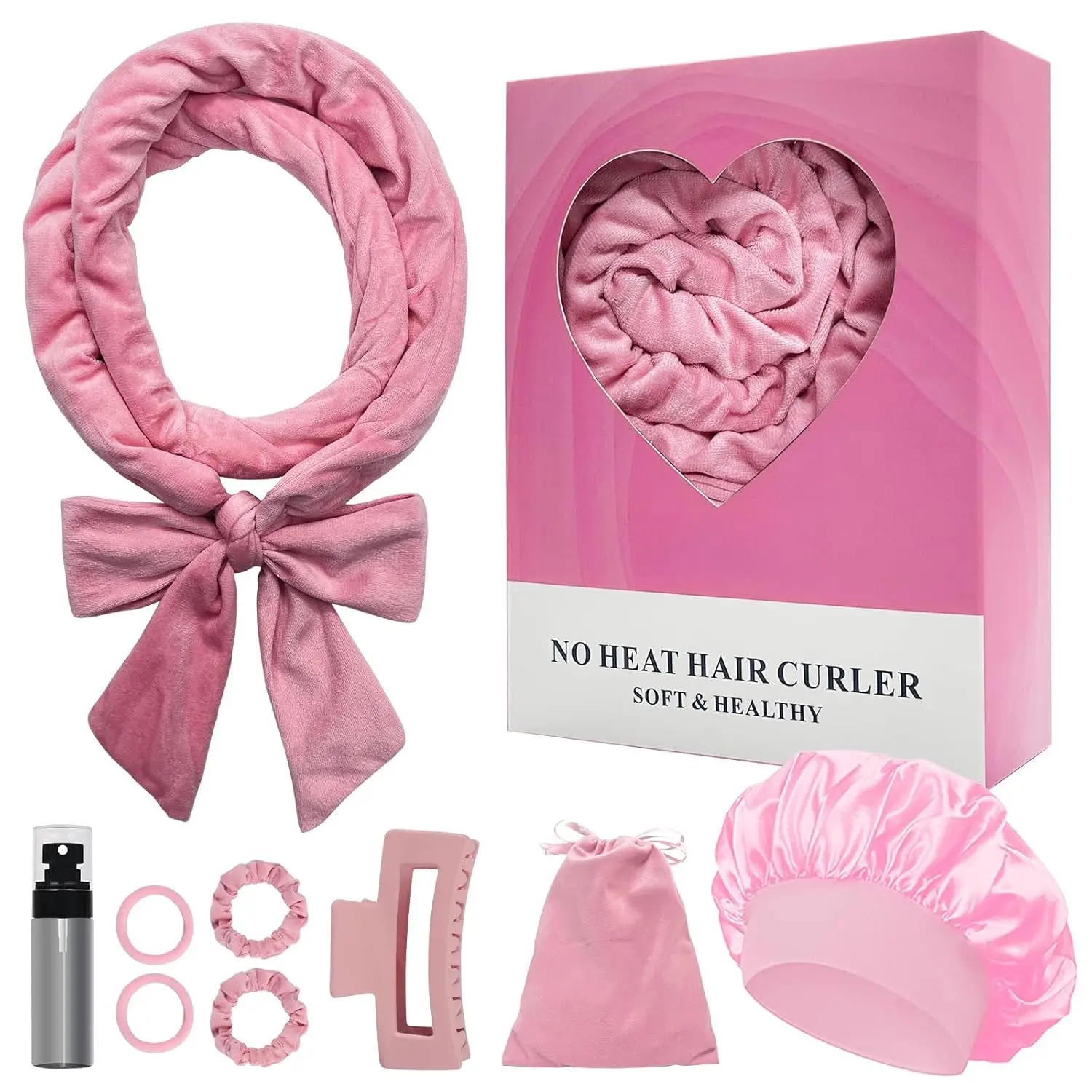 Heatless Overnight Curling Headband, 70" Soft Hair Rollers to Sleep In, Long Wave Hair Wrap for Women, 9 count Curling Rod  Set ()