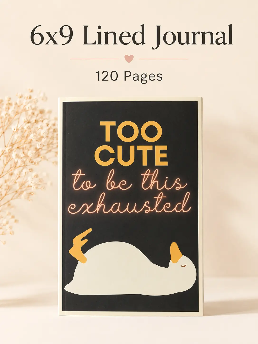Funny Laid-Back Duck Cover Lined Journal - 6"x9" Handy Size, 120 Lined Pages, Brain Dumps Notebook, Cute Office Stationery, Great Gift for Tired Friends