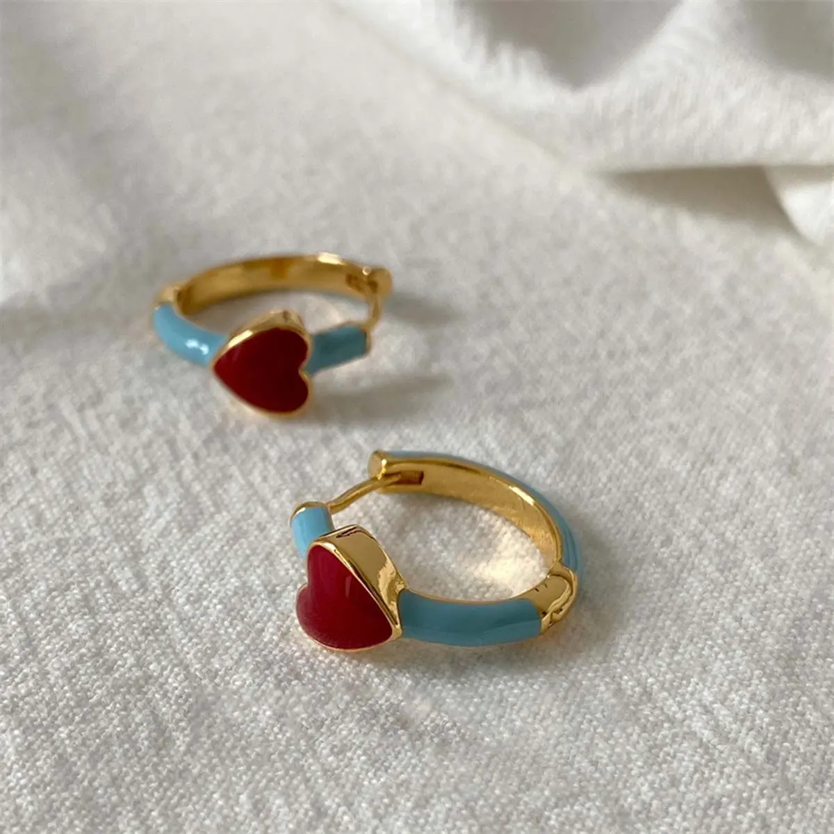 Women's Heart-Shaped Drop Artificial Gemstone Earrings - Romantic Niche Design, Contrast-Color Stones, Exquisite Jewelry Gift for Birthdays, Romance